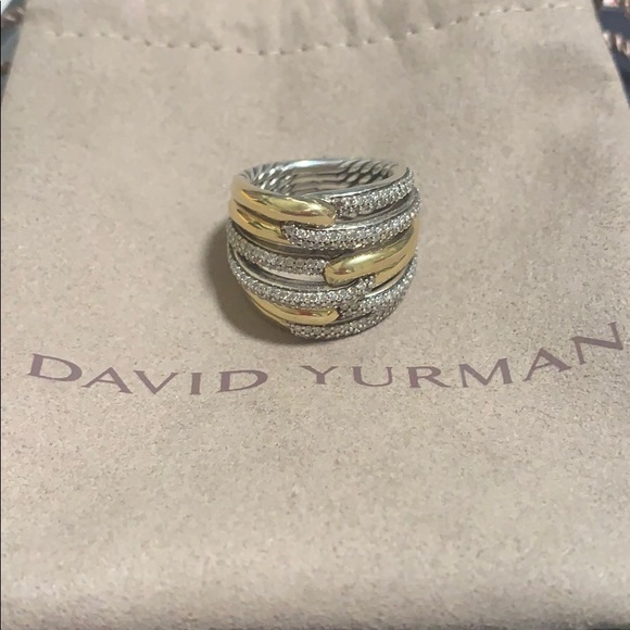 SOLD DYurman SS/18K Labyrinth Triple Diamonds Ring - Picture 3 of 7